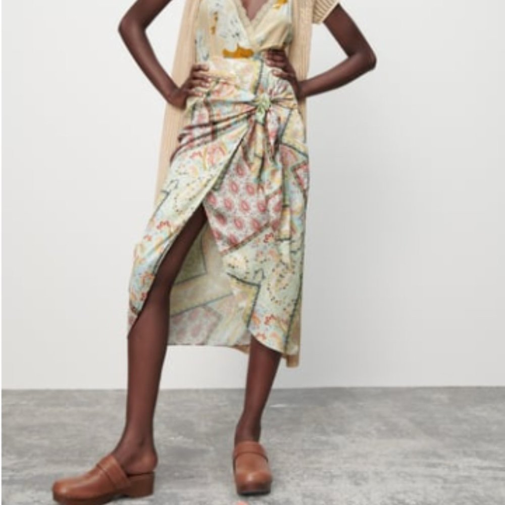 Zara Printed Midi Skirt